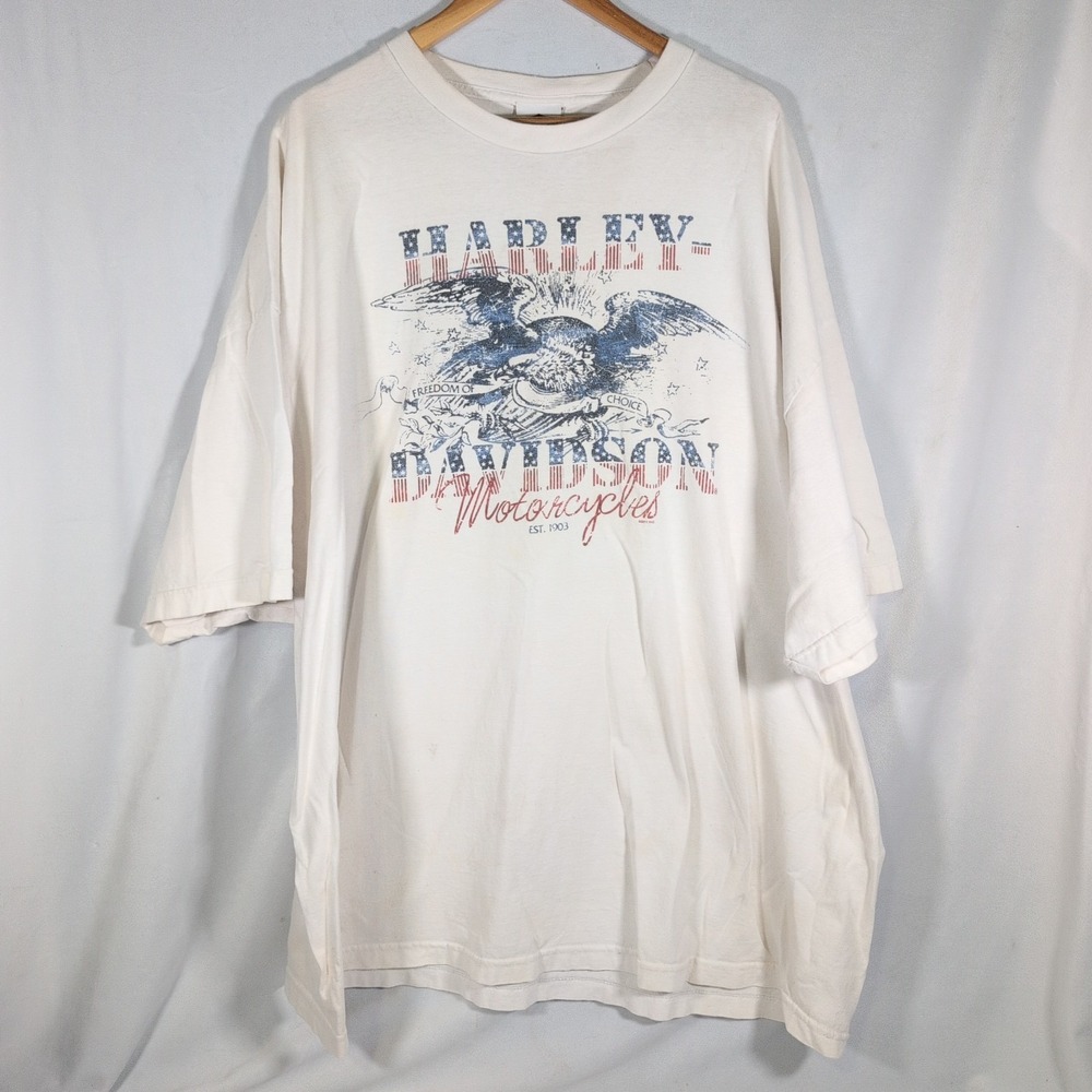 Harley Davidson Freedom of Choice Roch Hill SC White Size 5X Vtg Style Graphics